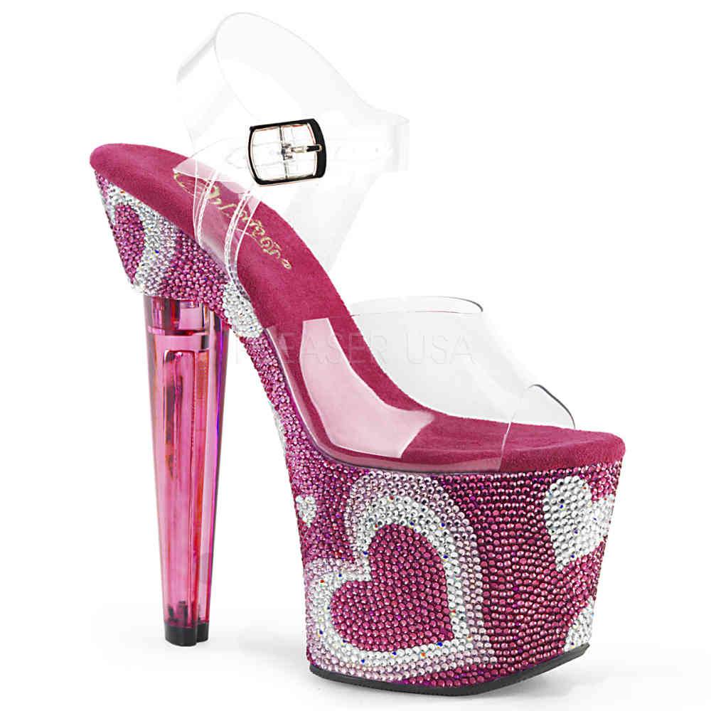 Pleaser - LOVESICK708HEART Ankle strap sandal, Pole dance shoes - Pole dance shoes - Pink/Transparent Product image